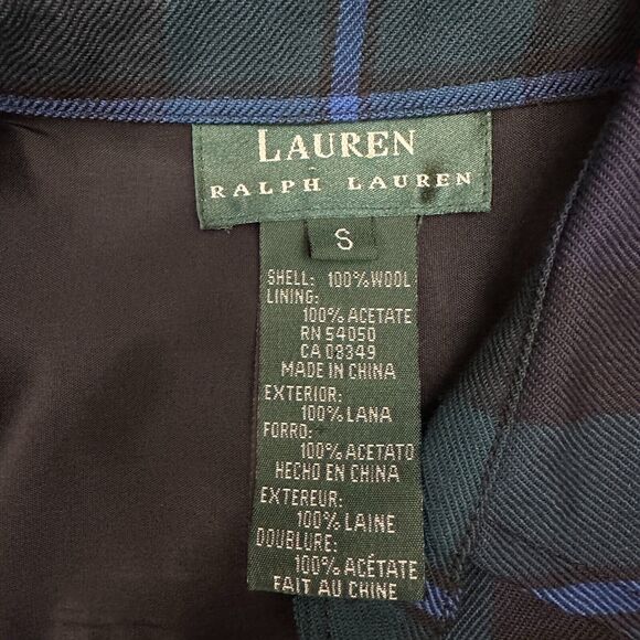VTG LRL Lauren Ralph Lauren Shirt Womens Small Green Plaid Wool Full Zip - Picture 6 of 9